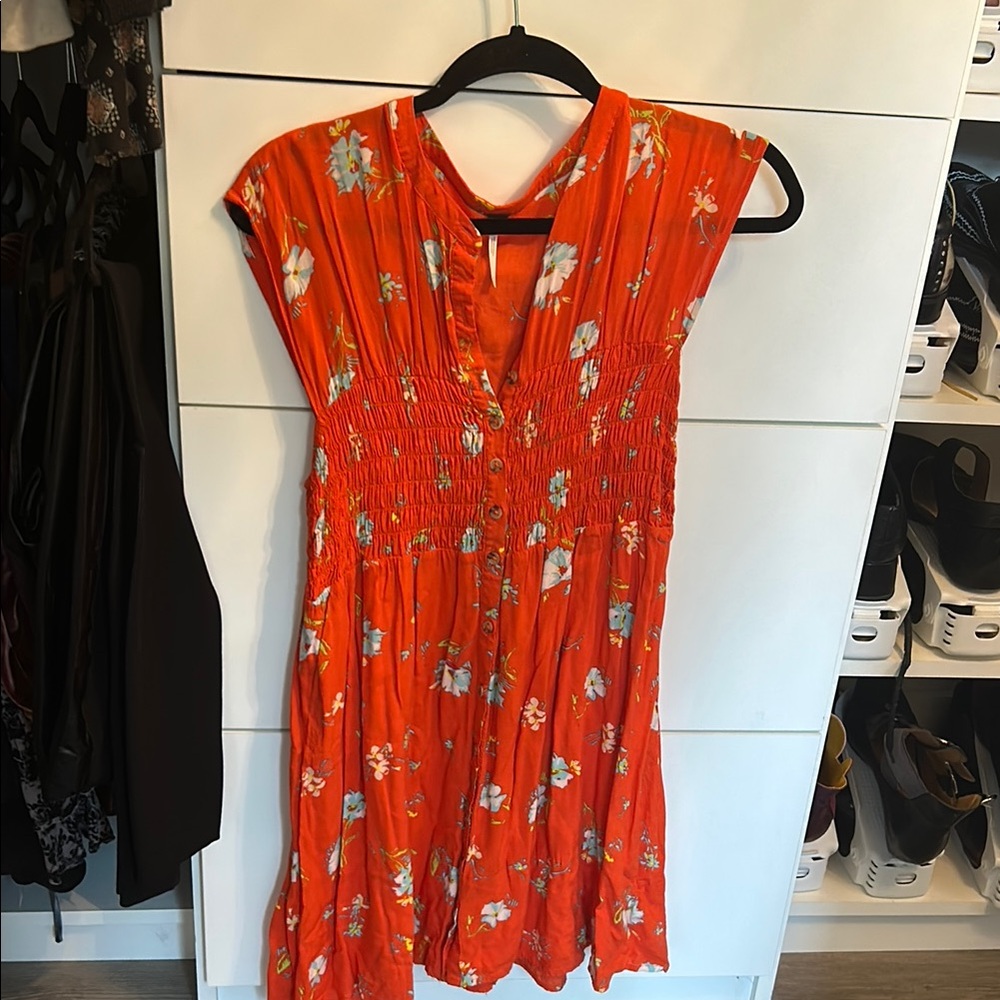 Floral Orange Mini Dress